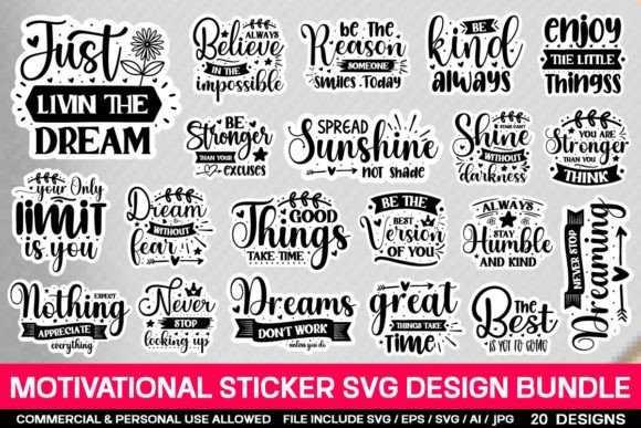 Download Motivational Sticker Svg Bundle - Motivation Collection