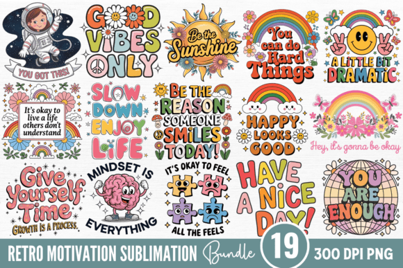 Download Retro Motivation Sublimation Bundle - Motivation Collection