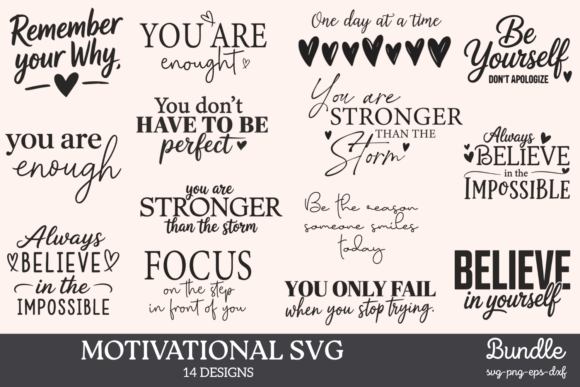Download Motivational Quotes SVG Bundle - Motivation Collection