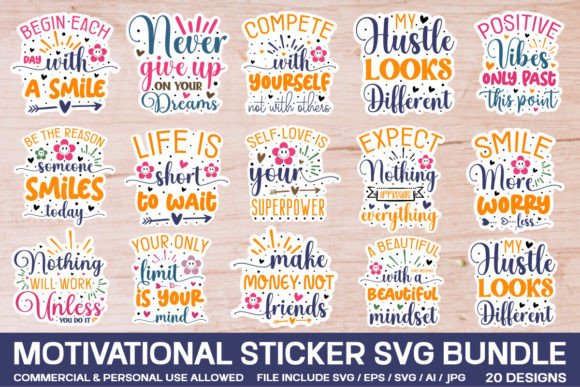 Download Motivational Sticker Svg Bundle - Motivation Collection