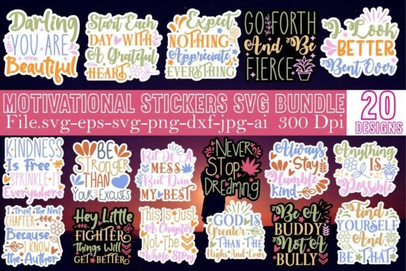 Download Motivational Stickers SVG Bundle - Motivation Collection