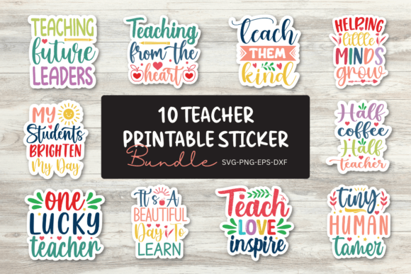 Download Printable 10 Teacher Stickers Bundle - Teacher stickers bundle Collection